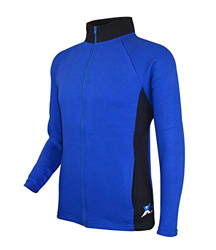 X-2 Mens Athletic Full Zip Fleece Tracksuit Jogging Sweatsuit Activewear Blue-Black XXL