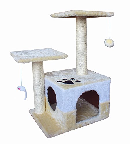 America Phoenix 30-inch Newest Cat Tree Condo Furniture Scratch Post Perch Post Pet House Perch Activity Trees, Beige