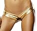 Women's Metallic Micro Shorts Panty Thong,Golden