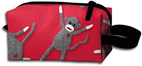 Unisex Design Red Sock Monkey Pattern Portable Make-up Receive Bag Hand Cosmetic Bag Makeup Bag Sewing Kit Medicine Bag For Home