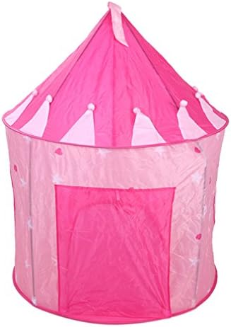 OutMall Kids Play Tent, Indoor/Outdoor Pink Princess Castle Play Tent with Glow in the Dark Stars, Children Pop Up Play Tent Toys Ideal for 3-6 Years Old Kids, Toddlers Mini Playhouse with Carry Case