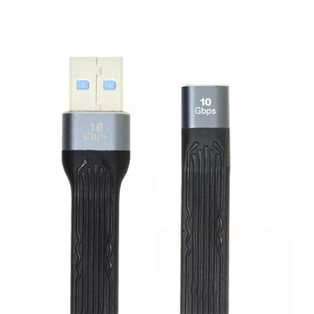 NFHK 10Gbps USB 3.1 Type C Female to USB3.0 Type A Male Flat Slim FPC Data Cable 13cm for Laptop & Phone