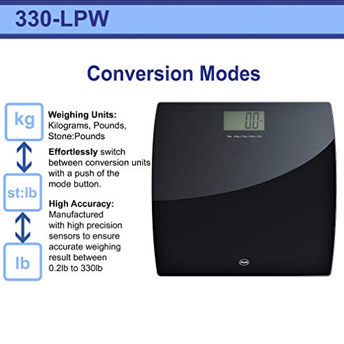 American Weigh Scale LPW Series Precision Digital Body Weight Bathroom Scale, Black, 330lb (330LPW-BK)
