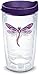 Tervis Shimmer Layered Purple Dragonfly Tumbler with Emblem and Royal Purple Lid 16oz, Clear
