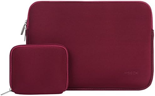 HSEOK 15-15.4 Inch Laptop Case Sleeve Compatible with 15 Inch MacBook Pro with Touch Bar A1990 & A1707 2018 2017 2016 with Small Case, Ultrabook Netbook Tablet with Spill-Resistant Bag Cover- Wine Red