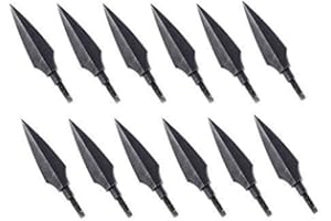 Huntingdoor Traditional Broadheads 12Pcs Hunting Arrow Heads Screw-in Solid Metal Archery Arrow Tips Medieval Arrowhead Old School for Hunting and Target