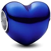 HuooNew 925 Sterling Silver Charms for Bracelets Necklaces Sapphire Lake Blue, Black, Green Enamel Heart Beads, Fits European Bracelets Necklaces Holiday Jewelry Gift for Womem