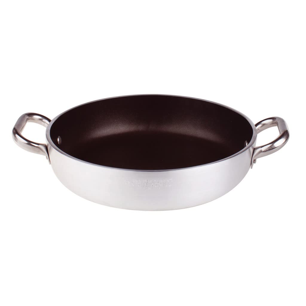 Pentole Agnelli Aluminium Anti - Adherent Professional Platinum Omelette Pan 5 Mm. With 2 Handle, Diameter 20 Cm.