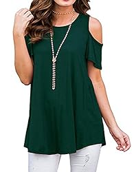 Afibi Women's Casual Short Sleeve Cold Shoulder