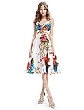Ever Pretty Women's Double V-Neck Floral Printed Satin Short Party Dress 03381