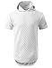 URBANCREWS Mens Hipster Hip Hop Quilted Short Sleeve Hoodie Shirt White, XL
