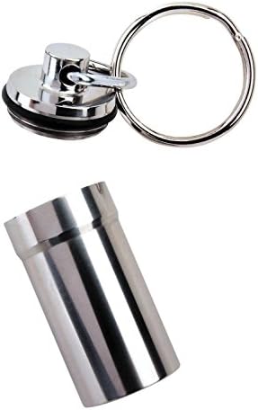 Stainless Steel Waterproof Pill Bottle, ID Holder Key Fob