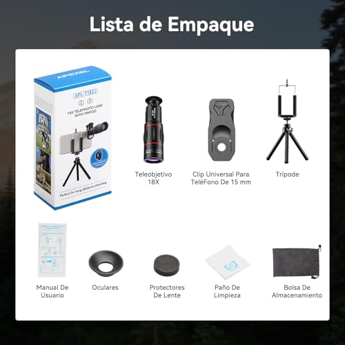 Evil Eye 18X Telephoto Lens, BAK4 Prism, FMC Coated, Dual Mode with Tripod, Compatible with iPhone 12-17 Series & Android, Ideal for Travel, Wildlife Observation & Sports Event