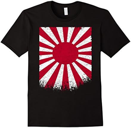 Men's Japan Naval Japanese Navy Ensign Flag Vintage Shirt Small Black