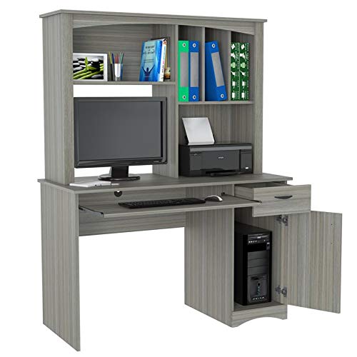 Inval CC-7001 Bandya Workstation with Hutch, Smoke Oak - Thumbnail 6