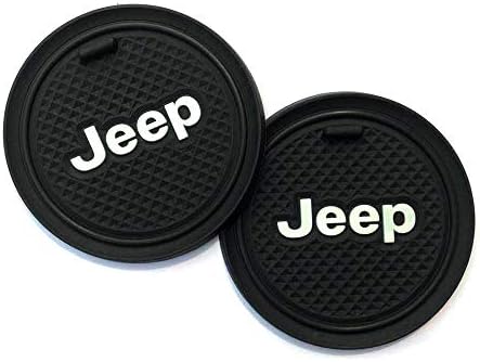2.75 inch Car Interior Accessories Anti Slip Cup Holder Insert Coaster Mat fits Jeep Grand Cherokee Wrangler Compass Cherokee Renegade Patriot Grand Comander Decoration,etc All Models 2 Pack (White)