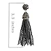 NLCAC Women's Beaded tassel earrings Long Fringe Drop Earrings Dangle Black