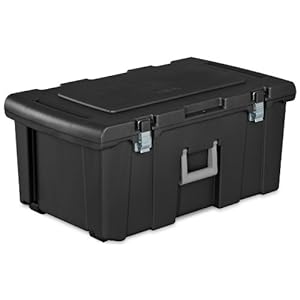 Sterilite 18429002 Footlocker Lid and Base with Titanium Handle, Black,...