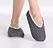 Pembrook Ladies Cable Knit Slippers – Gray - Small (4-6) – Ballet Style with Non-Skid Sole - Faux Shearling Lining and Suede Sole - Great Plush Slip On House Slippers for adults, women, girls