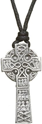 Celtic Cross Necklace Pewter Adjustable Cord Made in Ireland