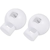 METALLIXITY Plastic Cord Locks (0.22" x 0.16")6pcs, Single Hole Spring Stopper Fastener Slider Toggles End for Drawstring Backpack Clothing Shoelaces, White