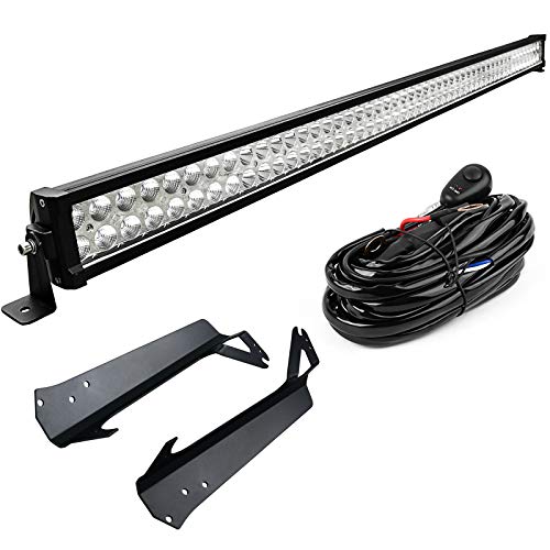 LEDKINGDOMUS 300W 52 inches Light Bar with Mounting Brackets and Wiring Harness Compatible for 1997-2006 Jeep Wrangler TJ IP68 Waterproof Off Road LED Light Bar Spot Flood Combo Light