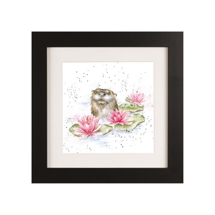 Wrendale Designs Otter Framed Picture in Wood Frame Lilly Otter (Black)
