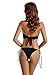 zeraca Women's High Neck Criss Cross Tie Side Bikini Bathing Suits (S6, Black)
