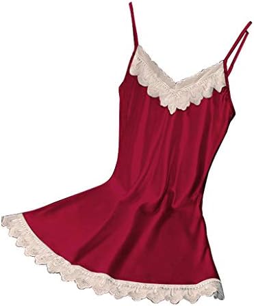 Letdown Womens Sexy Nightgown Lingerie Soft Satin Lace V Neck Sling Sleepwear Backless Night Dress Underwear