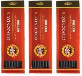 KOH-I-NOOR Value Pack of 3 Charcoal Set 5.6 mm / 120 mm Hard / Medium / Soft Gioconda Black