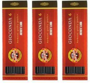 KOH-I-NOOR Value Pack of 3 Charcoal Set 5.6 mm / 120 mm Hard / Medium / Soft Gioconda Black