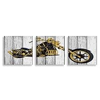 3 Piece Canvas Wall Art - Vehicle on Vintage Wood Background - Canvas Prints Home Artwork Decoration for Living Room,Bedroom - 12