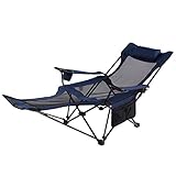 Camp Solutions Light Weight Backpacking Reclining/Lounging Camping Folding Chair with Headrest and Footrest for Outdoor Camping, RV, BBQ