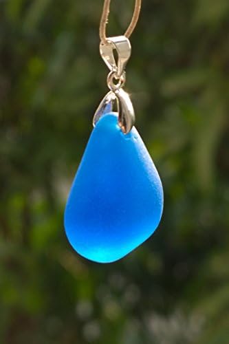 1" Beach Sea Glass Bead Drilled Freeform Dropwater Pendent Charm Craft (Cobalt blue)