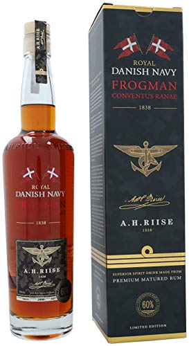A.H. Riise Royal Danish Navy Frogman Conventus Ranae| Premium Spirituose auf Rumbasis | Kräftiger Geschmack | Subtile, liebliche Noten| 700 ml | 60% Vol.