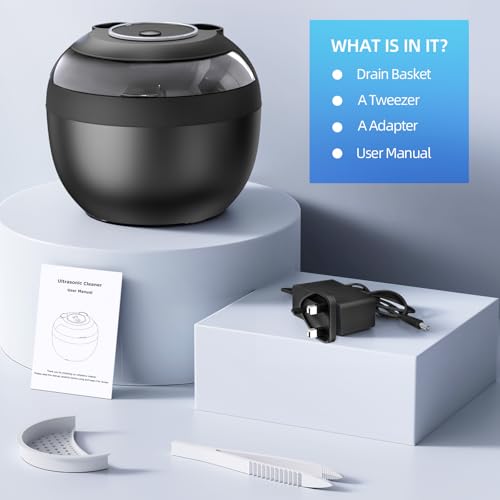 Ultrasonic Retainer Cleaner, Opilea 45kHz Retainer Cleaner Machine, 4 Modes Ultrasonic for Dentures, Nightguards, Sport Mouth Guards, Braces, Toothbrush Heads, Jewelry