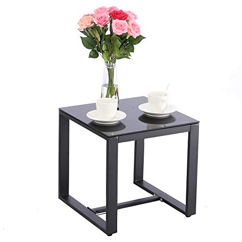 Do4U 3 Pieces Patio Set Outdoor Wicker Patio Furniture Sets Modern Bistro Set Rattan Chairs with Coffee Table Porch Backyard Pool Garden Chairs Set (631-BLK-BLK)