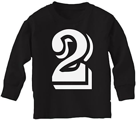 Custom KingdomLittle Boys 2" Number Two Blue Print Second Birthday T-Shirt