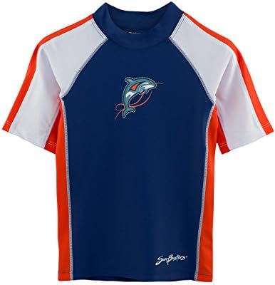 SunBusters Boys S/S Rash Guard(UPF 50+), Indigo/Tangelo, 6/7 yrs