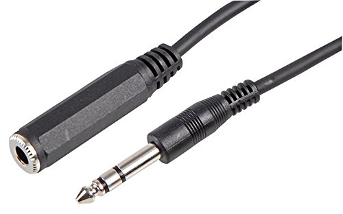 Pro Signal PSG00115 6.35mm (1/4") Stereo TRS Jack Socket to TRS Jack Plug Extension Lead – 5m, Black