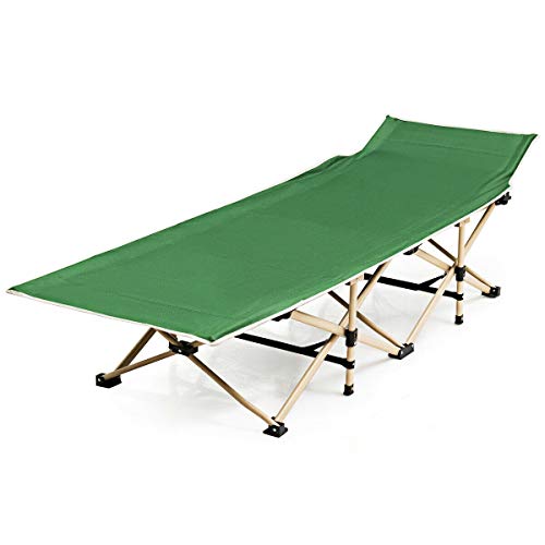 Foldable Portable Green Cot Campers Explores University College Student Teacher Field trips Outdoor Learning Playing Hiking Fishing Travel Temporary Bed Park Beach Backyard Bench Saving Space Bed