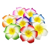 Ewandastore 100 Pcs Diameter 3.2 Inch Assorted Color Artificial Plumeria Rubra Hawaiian Foam Frangipani Flower Petals for Weddings Party Decoration