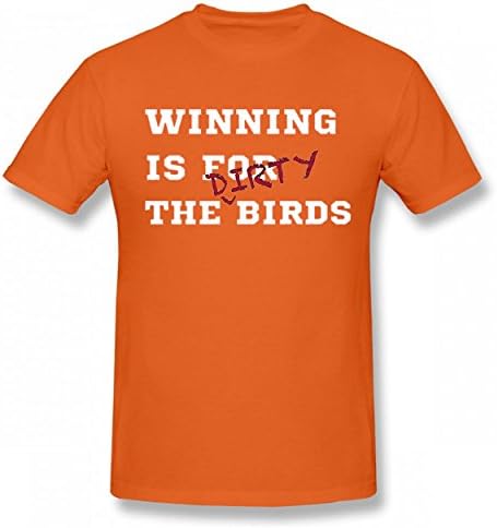 ZFTYOO Winning Is For The Dirty Birds Funny Tshirt fad Print T-Shirts Valentine Day Men Tee Orange