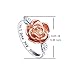 S925 Sterling Silver Rose Flower Love Jewelry Bands Promise Purity Ring for Women Size 7