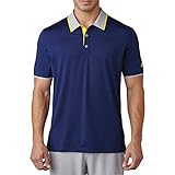 adidas Golf Men's Climacool Performance Shirt, Dark Blue/Mid Grey/Vivid Yellow, Medium