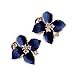 HuntGold 1Pair Flower Earring Fashion Women Ladies Rhinestone Ear Stud Earring(blue)