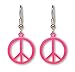 Neon Hot Pink Hippie Peace Sign Dangle Earrings