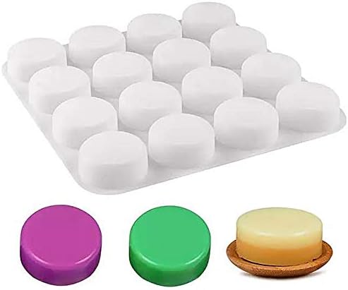 Wewin 16 Cavities Round Soap Mold Silicone Soap Making Mould Large Handmade Soap Molds