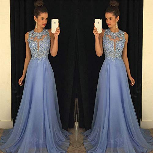 Lovelybride-Herrlich-A-Linie-Hoher-Hals-Spitze-Ballkleid-Brdeln-Abendkleider