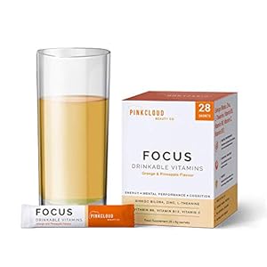 Focus Drinkable Vitamins – Vegan Nootropics with Added Vitamin C, Zinc, Ginkgo Biloba, L-Theanine + B Vitamins – for…
